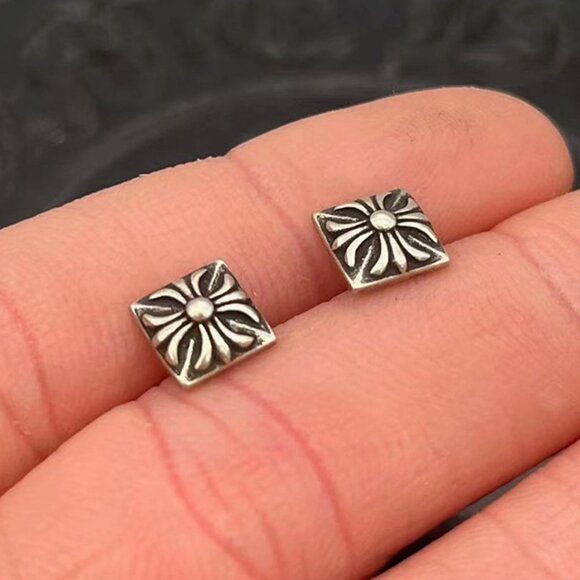 Chrome Hearts Square Cross Flower Earrings - Picture 1 of 8
